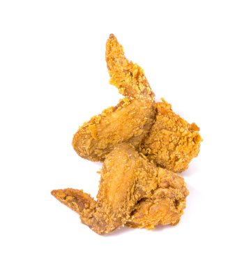 Kızarmış tavuk, beyaz arka planda izole edilmiş..