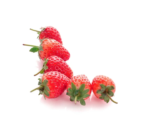 Rote Erdbeeren Eine Isolierte Auf Weißem Hintergrund — Stockfoto