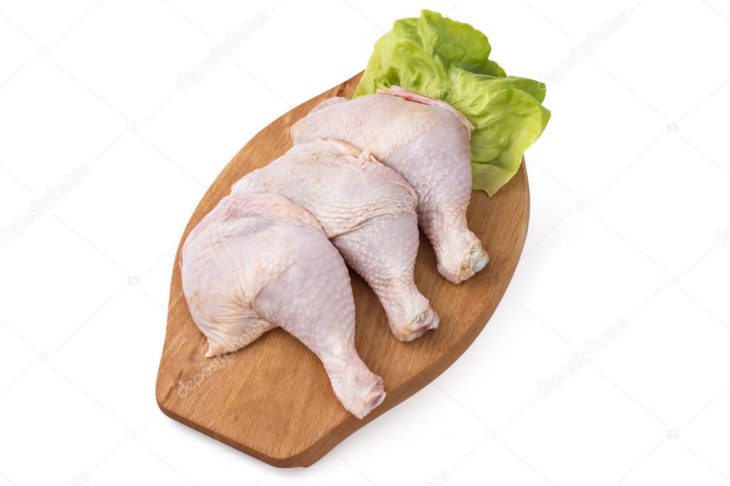 Fresh raw chicken legs arrangement