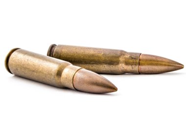 Kalaşnikof, üzerinde beyaz izole için 7.62 mermi bir seçki