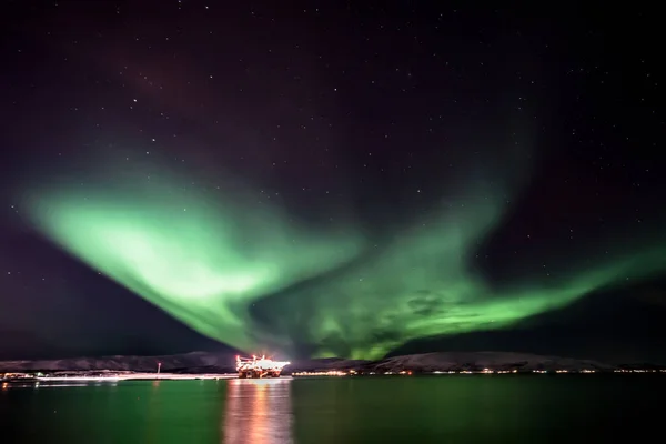 Aurora Borealis Севере Норвегии Мезсо Сити Тонсвик Scandinavia — стоковое фото