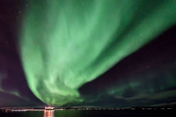 Aurora Borealis North Norway Tromso City Tonsvik Scandinavia — Stock Photo, Image