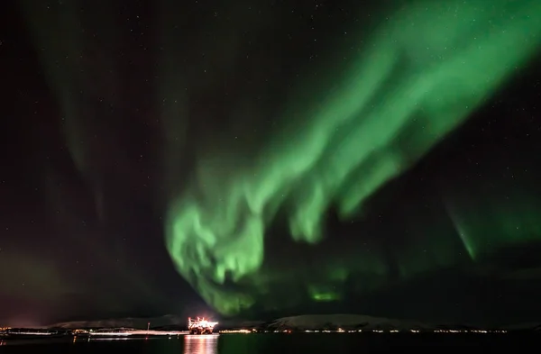 Aurora Borealis Noruega Norte Cidade Tromso Tonsvik Escandinávia — Fotografia de Stock