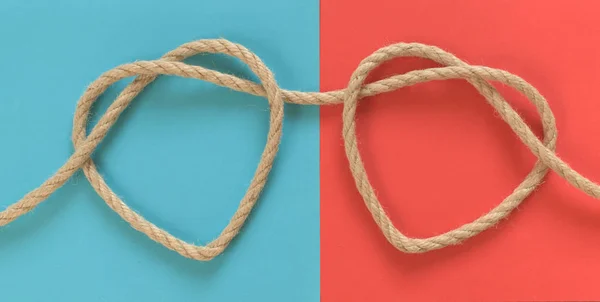 Two heart shapes from rope — Stock Photo, Image