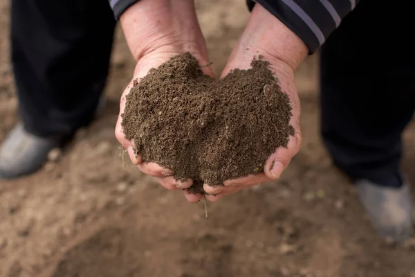 Горсть с почвой — стоковое фото