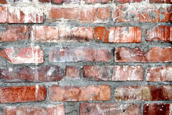 Antiguo Muro Ladrillo Textura Antigua Bloques Piedra Roja Primer Plano — Foto de Stock