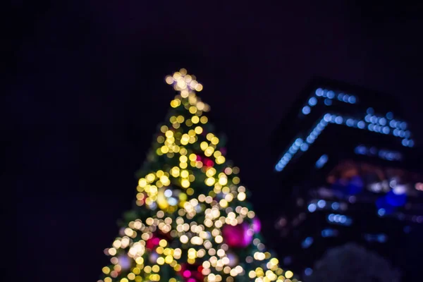 Blurred image of a Christmas tree theme of the background bokeh — Stock Photo, Image