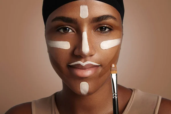 Woman face with contouring on it — Stock Photo, Image
