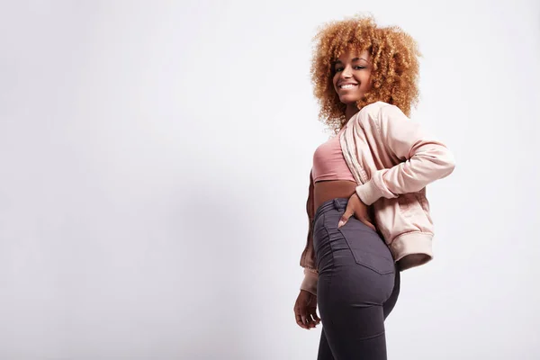 Woman with curly hair — Stock Photo, Image