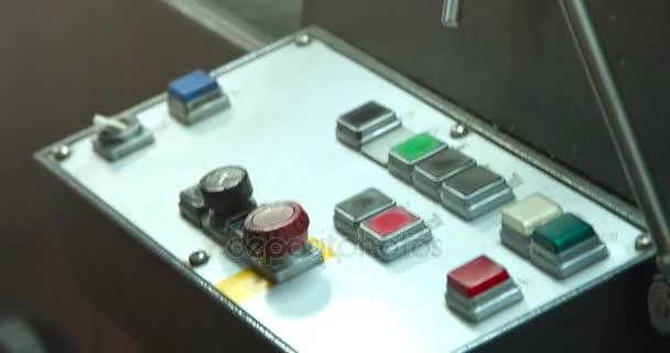 Botones y palanca de la máquina de impresión de ofset — Vídeos de Stock