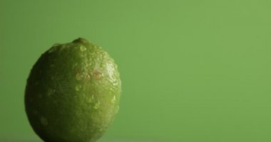 su damlaları ile kaplı yeşil zemin üzerine kendi ekseninde dönerek kireç