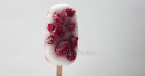 Frozen ice cream with berries. Juicy ice cream handmade — Stock Video