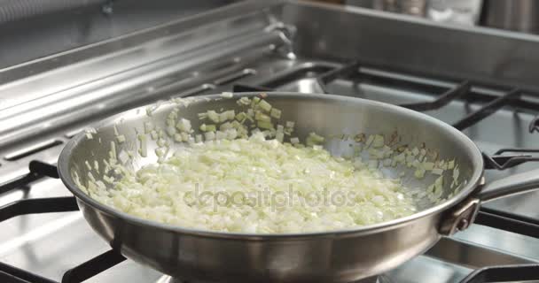 Porri di cottura e risotto al parmigiano video — Video Stock