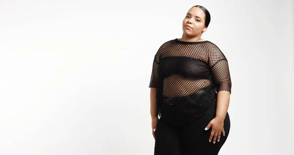 Plus size model in studio shoot — Stock Photo, Image