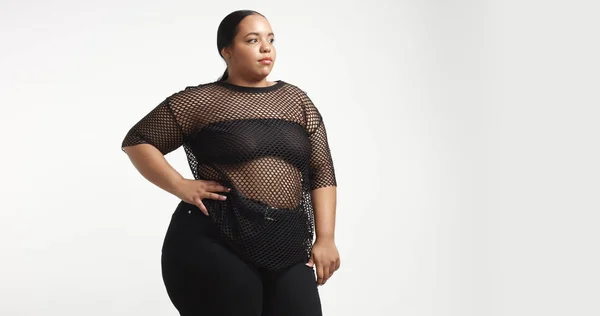 Plus size model in studio shoot — Stock Photo, Image