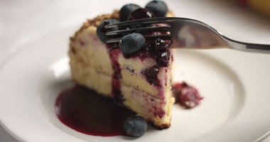 Lezzetli kek muhallebi krem ve yaban mersini