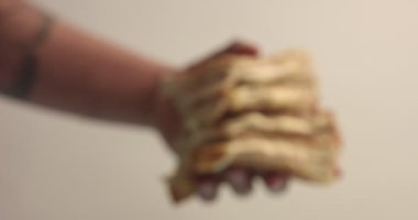 jambon ve peynir ile el yapımı lezzetli sandviç closeup