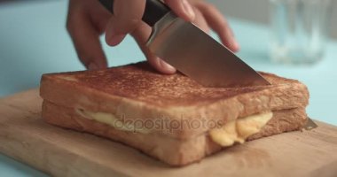 jambon ve peynir ile el yapımı lezzetli sandviç closeup