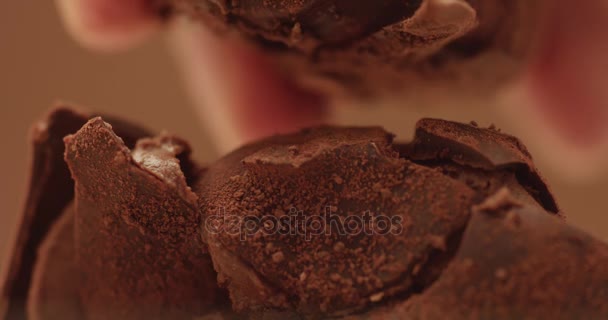 Textura de trufa de chocolate primer plano — Vídeo de stock