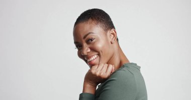 black woman with a short haircut in studio shoot clipart