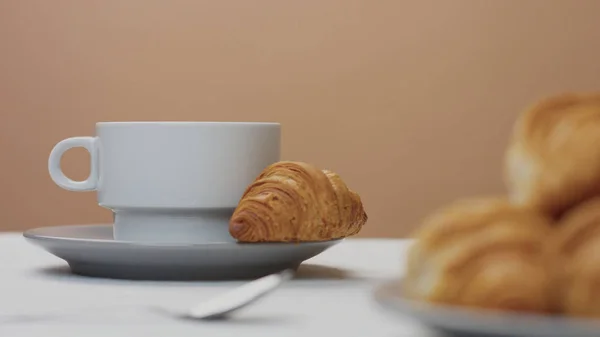 Morning breakfast table with white cup — Stock Photo, Image