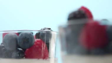 Şeffaf Yoğurt Dolu Bardaklar, Panna Cotta, Beyaz Vanilyalı Krema