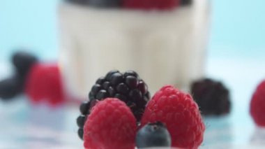 Şeffaf Yoğurt Dolu Bardaklar, Panna Cotta, Beyaz Vanilyalı Krema