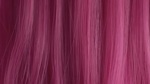 Roze creatieve kleur haar textuur closeup — Stockvideo