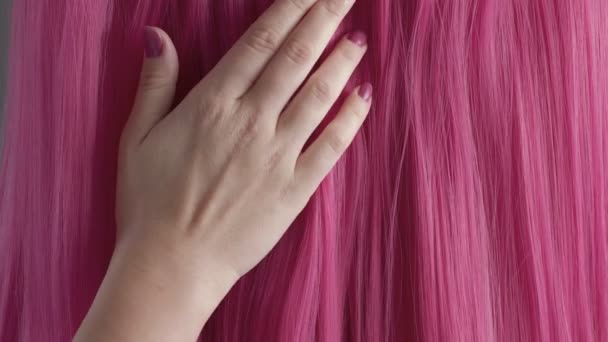 Kreatív rózsaszín haj textúra Vértes — Stock videók