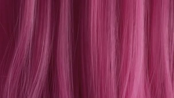 Pink creative color hair texture closeup — Stock Video