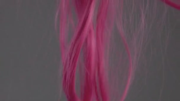 Cor criativa rosa textura do cabelo close-up — Vídeo de Stock