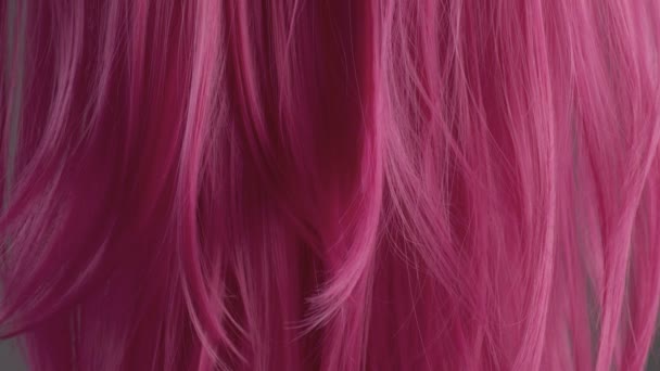 Rosa kreative Farbe Haarstruktur Nahaufnahme — Stockvideo