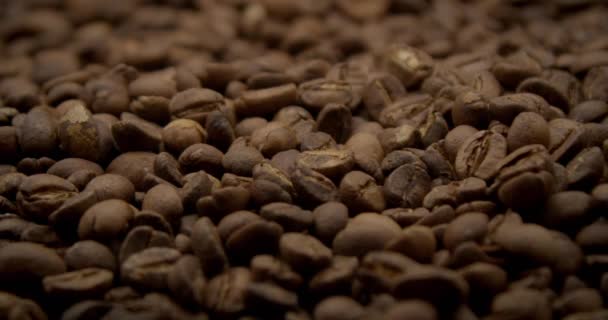 Slow motion from 120 fps milk splash falling on coffee beans — Stock Video