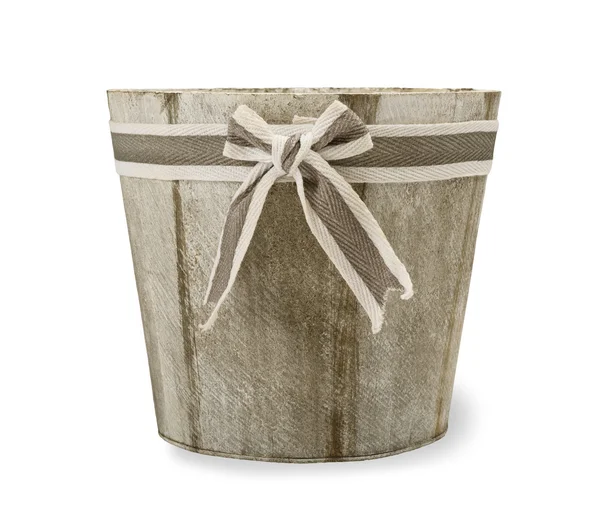 Wood flowerpot  isolated — Stock Photo, Image