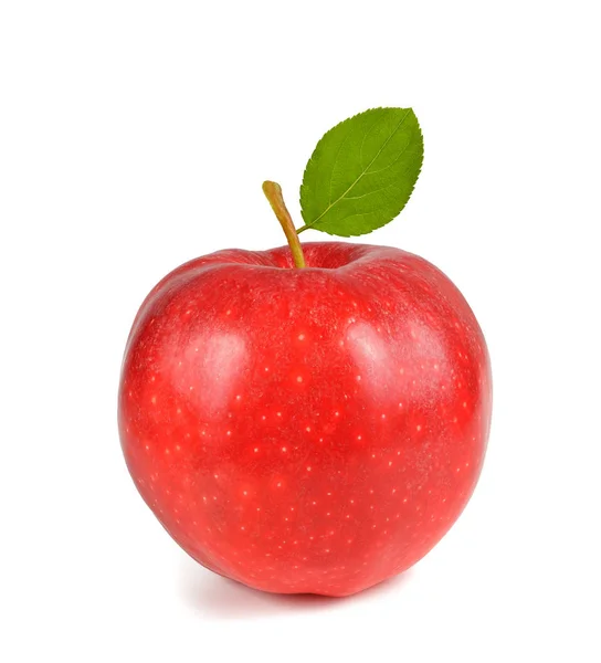 Red apple with leaf — Stock Photo, Image