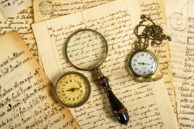 Pocketwatch pusula ve Büyüteç camı