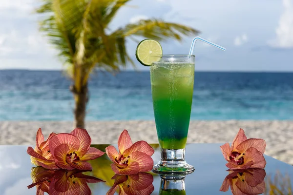 Bir Beach yeşil kokteyl — Stok fotoğraf