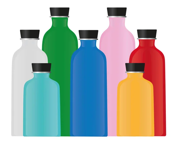 Бутылки с водой разного цвета — стоковое фото