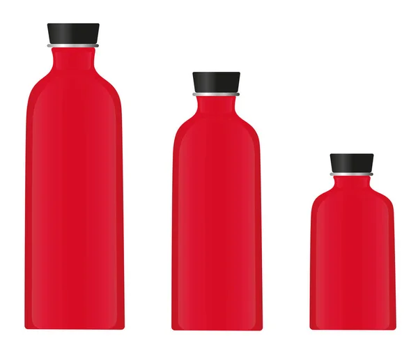 Three red water bottles — Stock Photo, Image