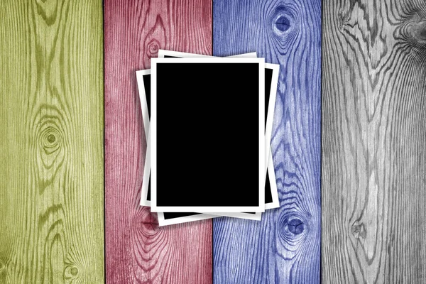 Hout Multicolor Paneel Met Drie Foto — Stockfoto