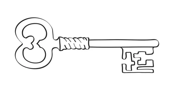 Старий Малюнок Ключа Ізольовано Білому Тлі — стокове фото