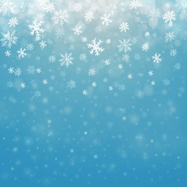 Kar taneleri, bokeh ışıklar ve metin için yer ile Noel kış arka plan. Yılbaşı yeni yıl duvar kağıdı