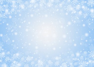 Kar taneleri, bokeh ışıklar ve metin için yer ile Noel kış arka plan. Yılbaşı yeni yıl duvar kağıdı