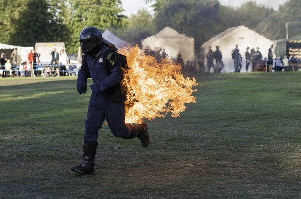 Stunt man on fire at carnival