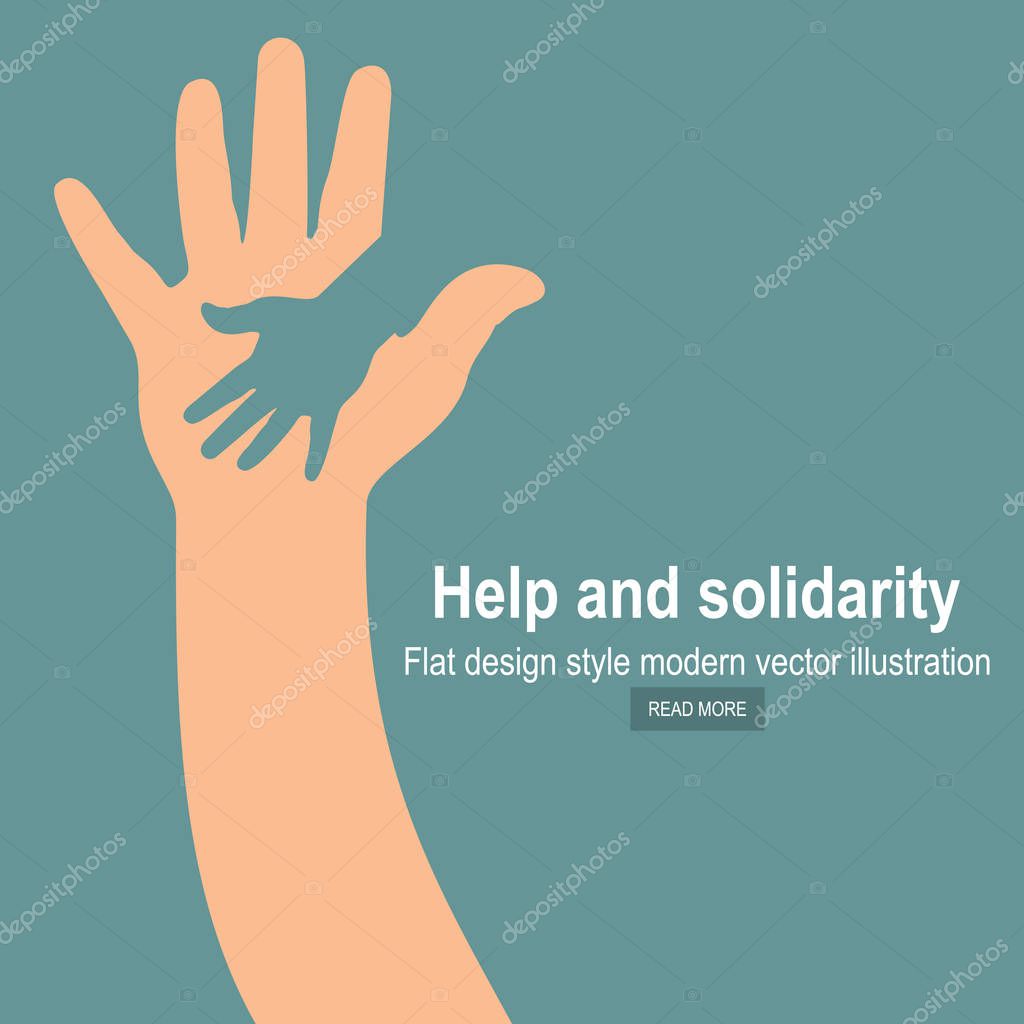 Hands icons, help and solidarity concept, vector illustration