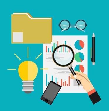 Planlama ve muhasebe iş, analiz, denetim, proje yönetimi için kavram