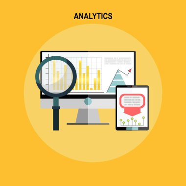 Analytics bilgi ve geliştirme web sitesi istatistik. Kavramlar için web afiş, baskılı ve promosyon malzemeleri