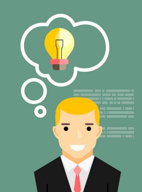 Kıvılcım fikir ile iş adamı. Vektör çizim