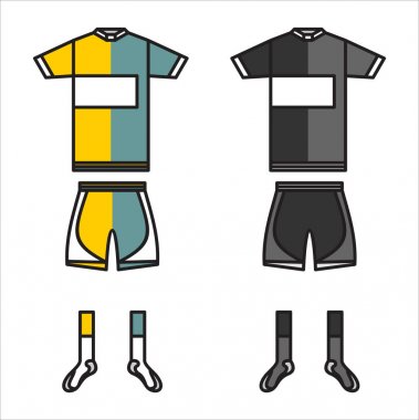 Futbol takımı ayarla. İzole futbol beyaz arka plan üzerinde üniforma.