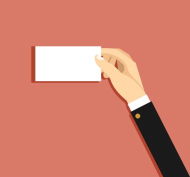 Boş kağıt iş kartı tutan işadamı el